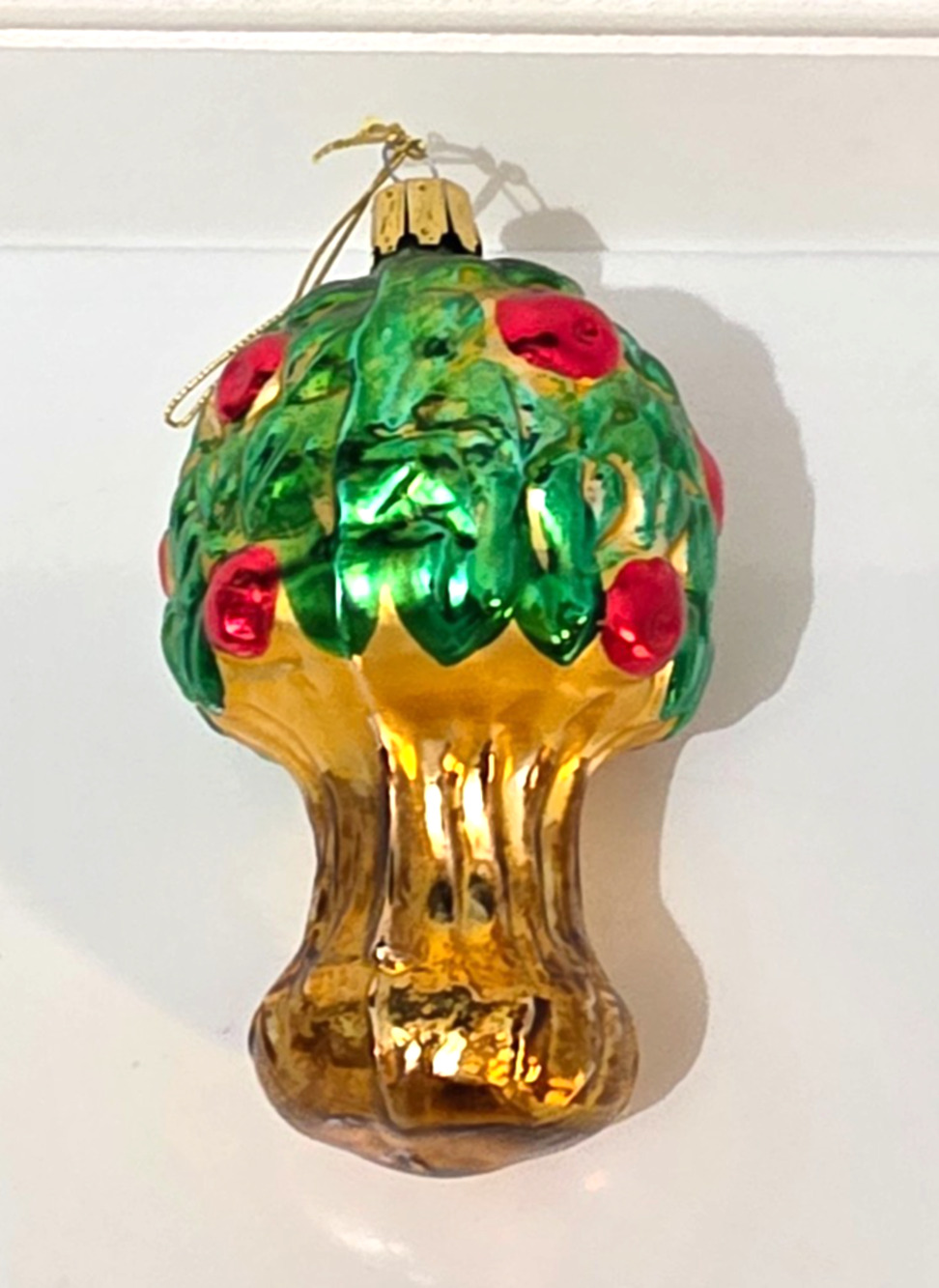 Vintage West Germany Apple Tree Blown Glass Christmas Ornament 4”